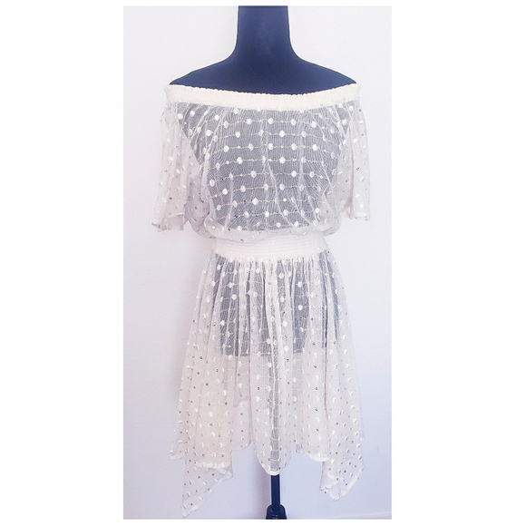 Anthropologie Leifnotes Ivory Dot & Gleam Mini Dress - Picture 2 of 8